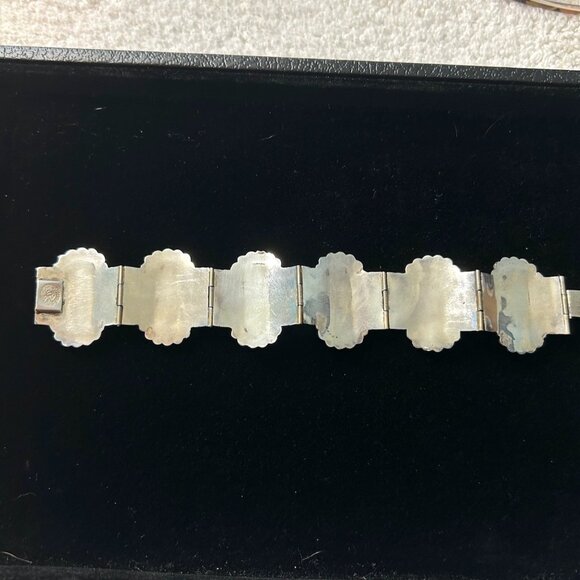 stunning Mexican alpaca silver bracelet w/ abalone - Picture 5 of 10